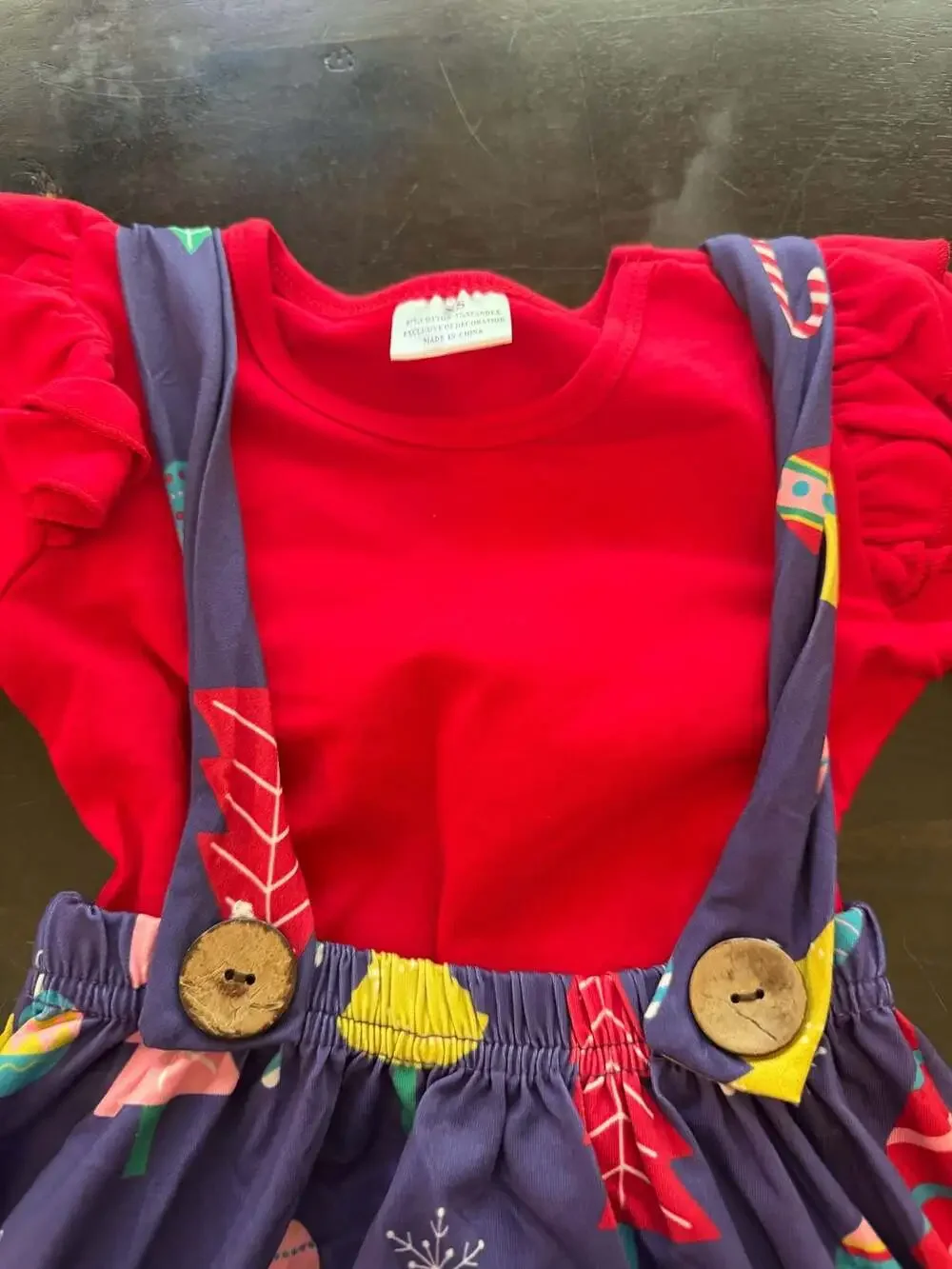 Pete + Lucy Trim the Tree Suspender Skirt Set Christmas Outfit 12/18M